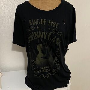 Distressed Black Johnny Cash Graphic T-Shirt